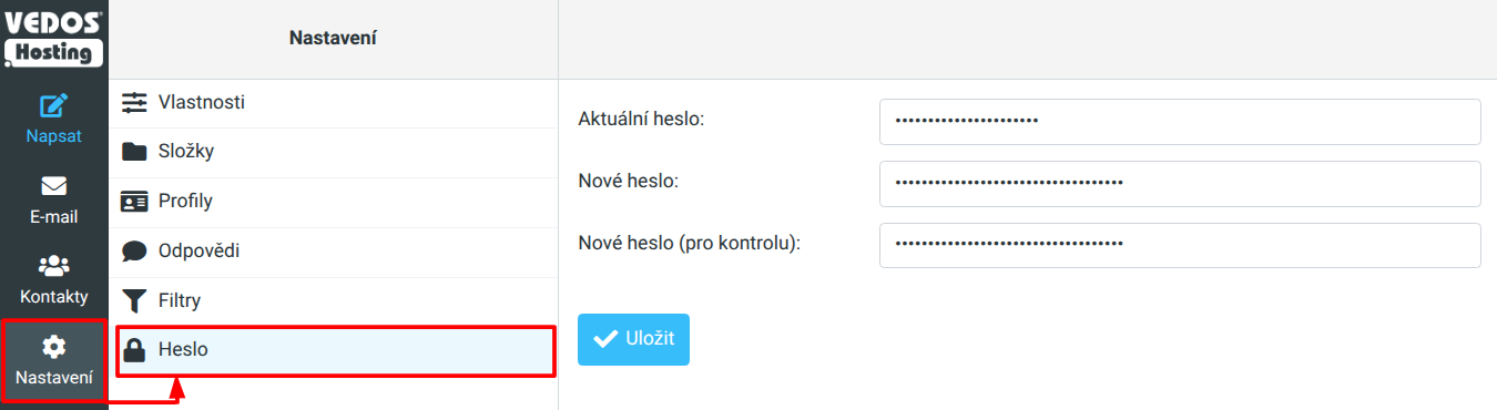VEDOS Changing the password in Webmail