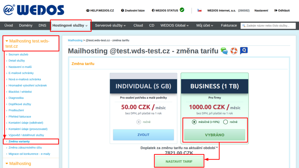 VEDOS Business Plan Setup with Monthly Billing (effective starting with the next billing period)